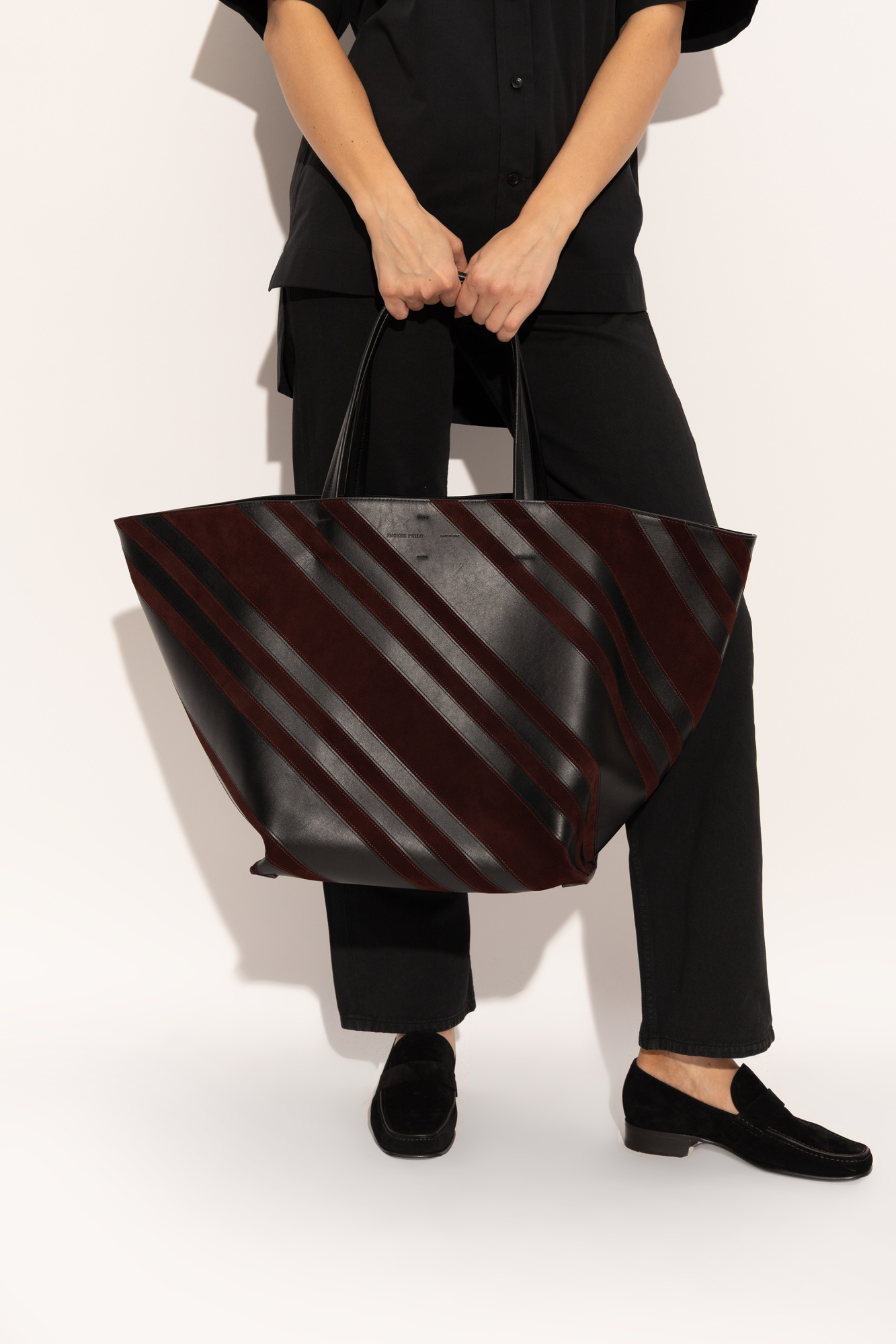 【旅行にぴったり！】PHOEBE PHILO BASKET CABAS トートバッグ PHOEBE PHILO | BASKET CABAS | BLACK LEATHER AND TOFFEE SUEDE
